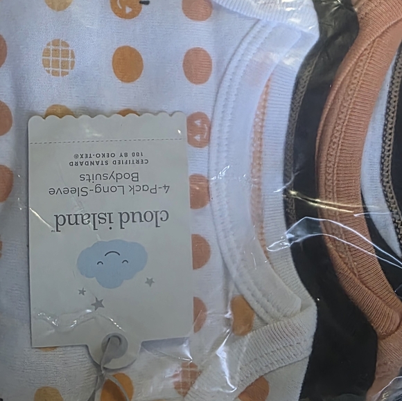 Cloud Island Orange and White Baby Onesies 4 Pack Set - Picture 2 of 3